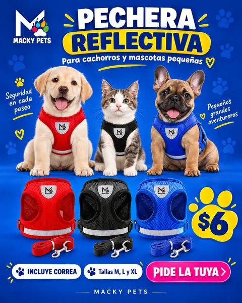 Pechera Reflectiva para cachorros, $6